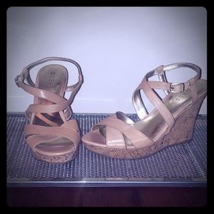 Tan Guess Wedge Sandal